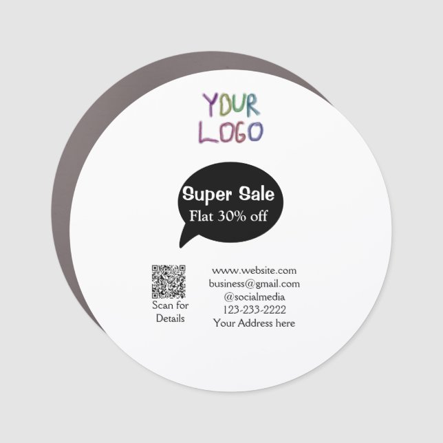 super sale business discount scan QR code details  Car Magnet (Front)