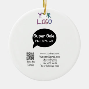 super sale business discount scan QR code details Ceramic Ornament