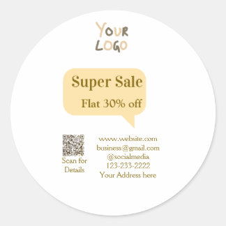 super sale business discount scan QR code details Classic Round Sticker