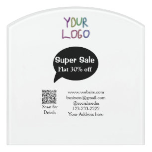 super sale business discount scan QR code details Door Sign