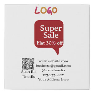 super sale business discount scan QR code details  Faux Canvas Print