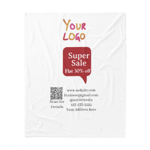 super sale business discount scan QR code details  Fleece Blanket