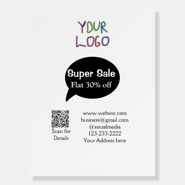 super sale business discount scan QR code details  Foam Board (Front)