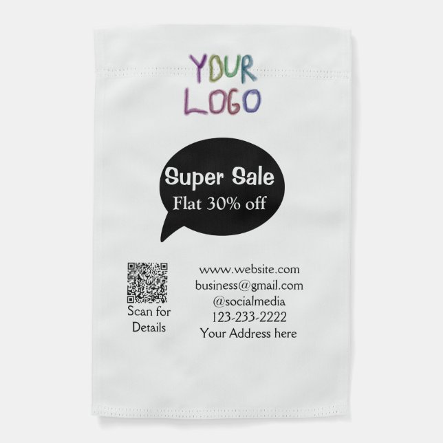 super sale business discount scan QR code details  Garden Flag (Front)