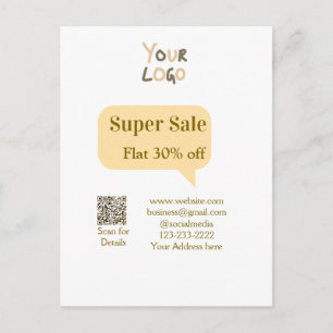 super sale business discount scan QR code details Holiday Postcard