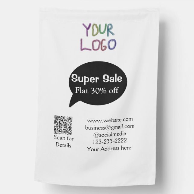 super sale business discount scan QR code details  House Flag (Front)