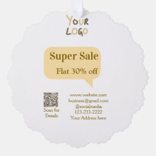 super sale business discount scan QR code details Ornament Card