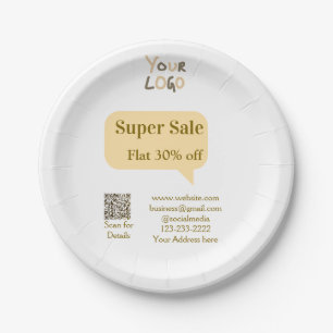 super sale business discount scan QR code details Paper Plates