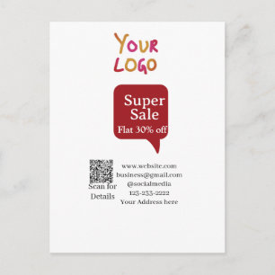 super sale business discount scan QR code details  Postcard