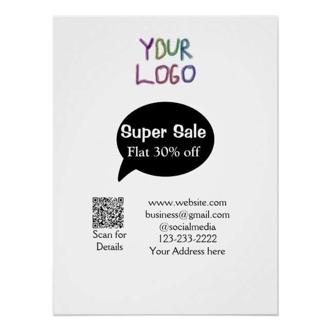 super sale business discount scan QR code details  Poster (Front)