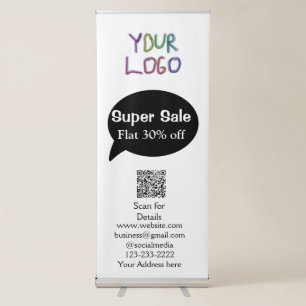super sale business discount scan QR code details Retractable Banner