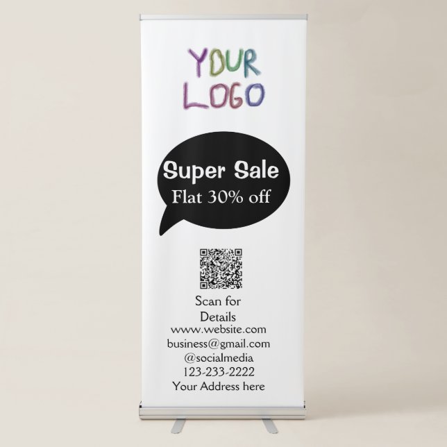 super sale business discount scan QR code details  Retractable Banner (Front)