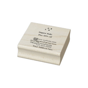 super sale business discount scan QR code details Rubber Stamp
