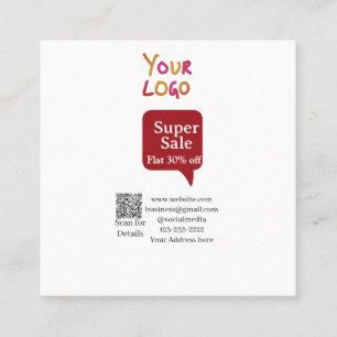 super sale business discount scan QR code details  Square Business Card