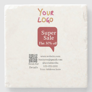 super sale business discount scan QR code details Stone Coaster