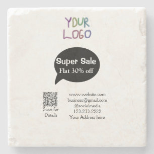 super sale business discount scan QR code details Stone Coaster