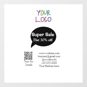 super sale business discount scan QR code details Window Cling