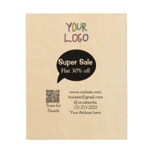 super sale business discount scan QR code details Wood Wall Art