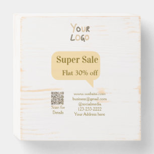 super sale business discount scan QR code details Wooden Box Sign