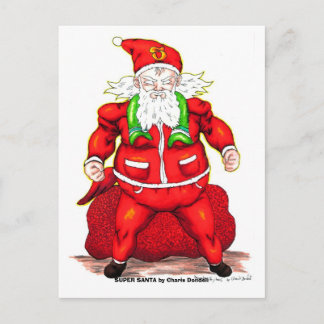 SUPER SANTA by Charis Dondeli Holiday Postcard