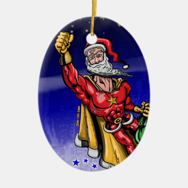 Super Santa Claus Ceramic Ornament (Front)