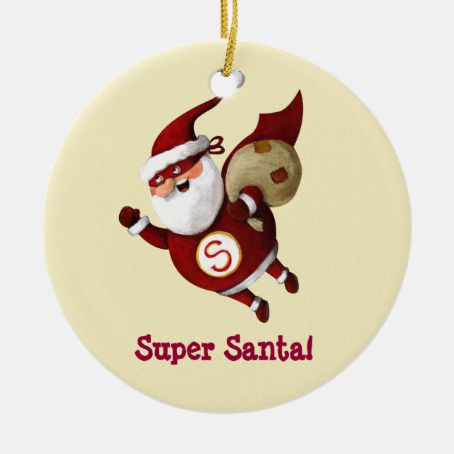 Super Santa Claus Ceramic Ornament (Front)