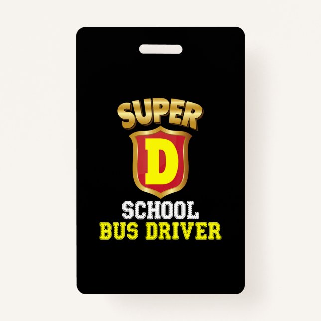 Super School Bus Driver Back To School Hero Kids Badge (Front)