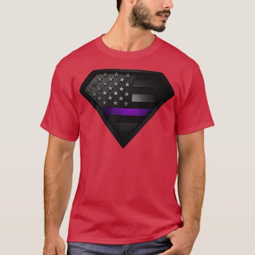 Super Security Carbon Onyx Thin Purple Line Long S T_Shirt