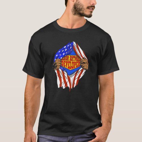 Super Senior Software Developer Hero Job T_Shirt