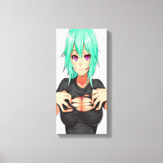 Super Sexy Green Haired Hentai Girl Canvas Print