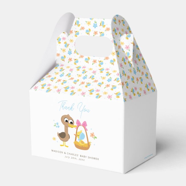 Super Simple | 5 Little Ducks Boy Baby Shower Favor Boxes (Front Side)