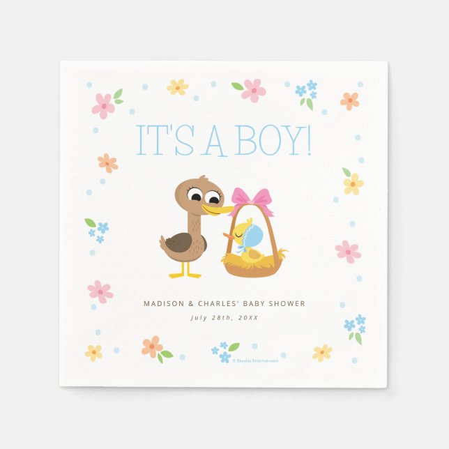 Super Simple | 5 Little Ducks Boy Baby Shower Napkins (Front)