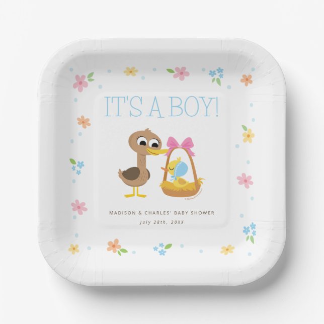 Super Simple | 5 Little Ducks Boy Baby Shower Paper Plates (Front)