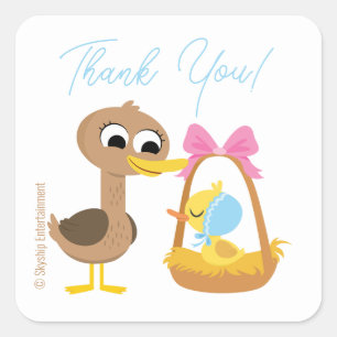 Super Simple 5 Little Ducks Boy Baby Shower Square Sticker