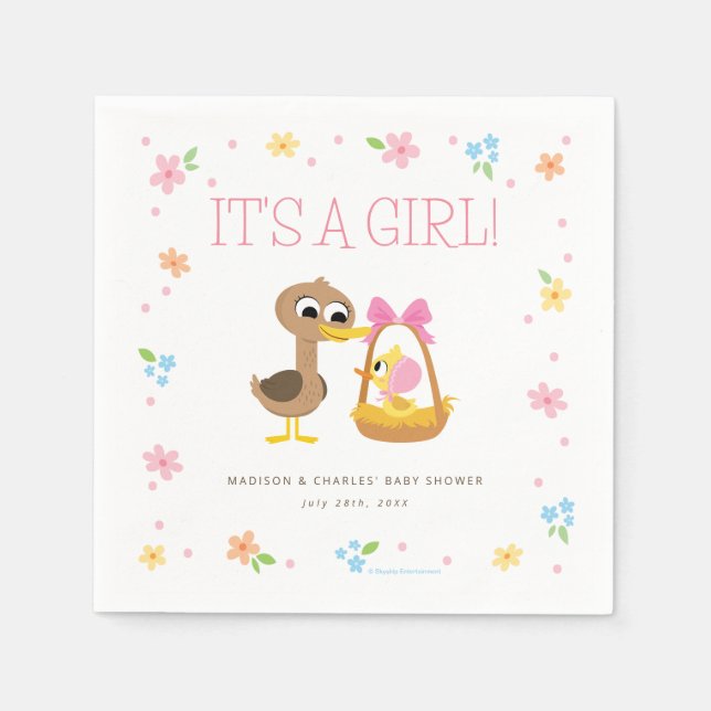 Super Simple | 5 Little Ducks Girl Baby Shower Napkins (Front)