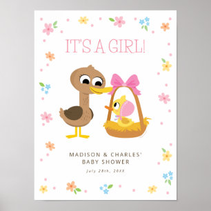 Super Simple 5 Little Ducks Girl Baby Shower Poster
