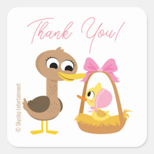 Super Simple 5 Little Ducks Girl Baby Shower Square Sticker