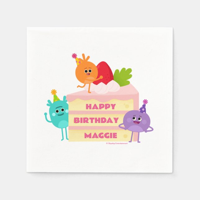 Super Simple Bumble Nums Birthday Cake Napkins (Front)