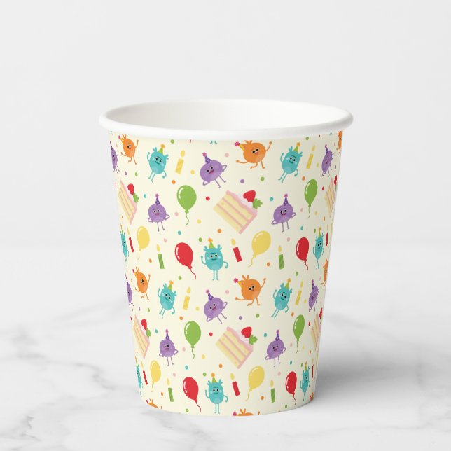 Super Simple | Bumble Nums Birthday Cake Pattern Paper Cups (Back)