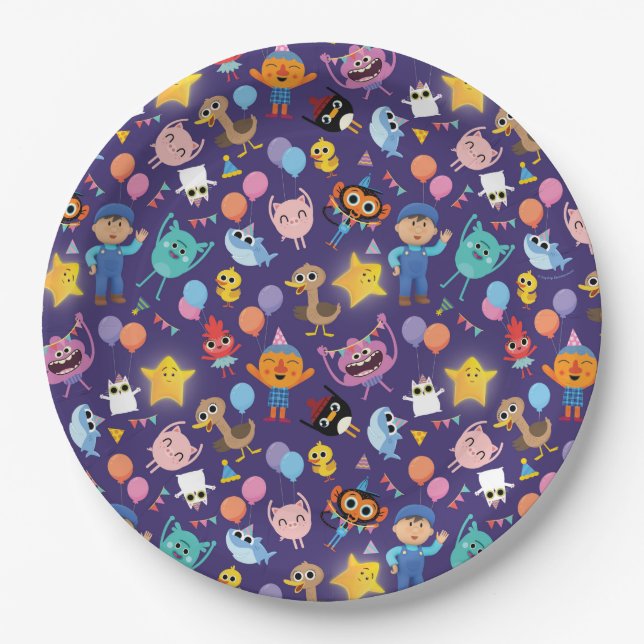 Super Simple Characters Birthday Pattern Paper Plates (Front)