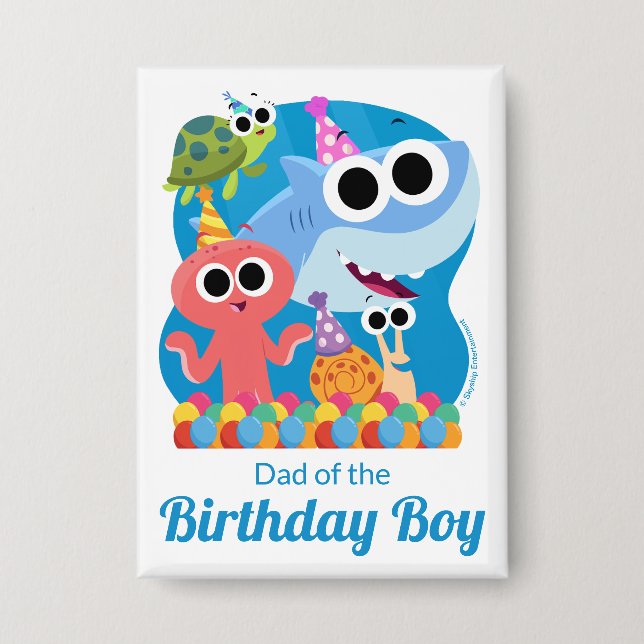 Super Simple | Finny the Shark Confetti Birthday Button (Front)