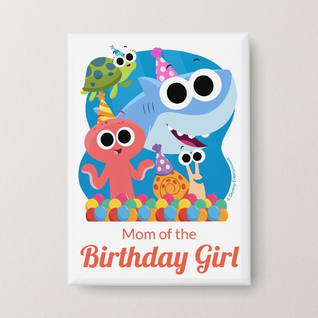 Super Simple | Finny the Shark Confetti Birthday Button (Front)