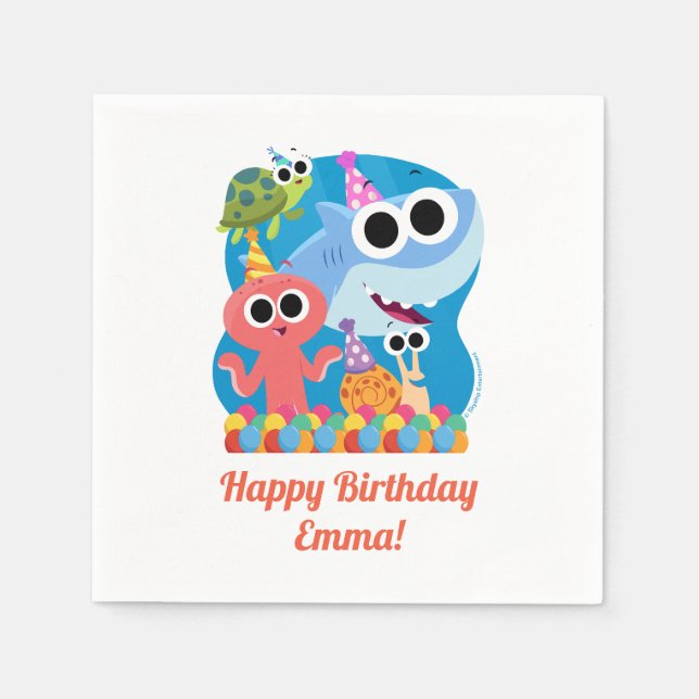 Super Simple | Finny the Shark Confetti Birthday Napkins (Front)