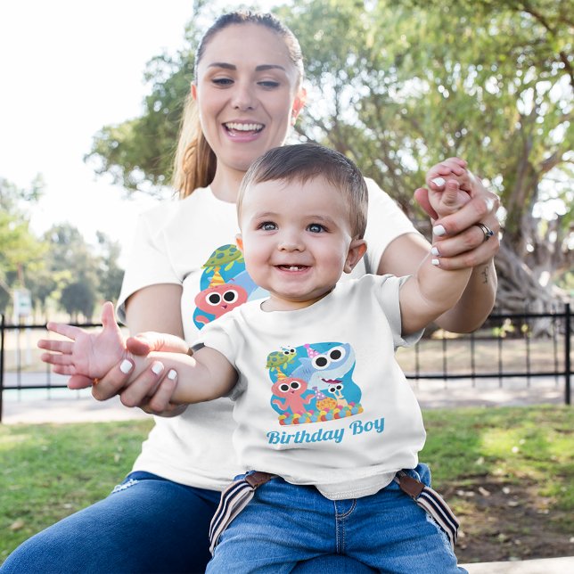Super Simple | Finny the Shark Confetti Birthday Toddler T-shirt (Family wearing t-shirts)