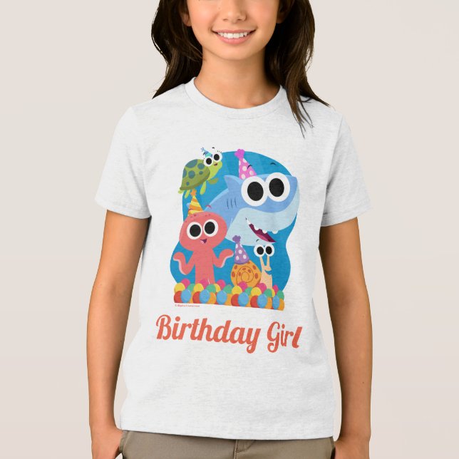 Super Simple | Finny the Shark Confetti Birthday Tri-Blend Shirt (Front)