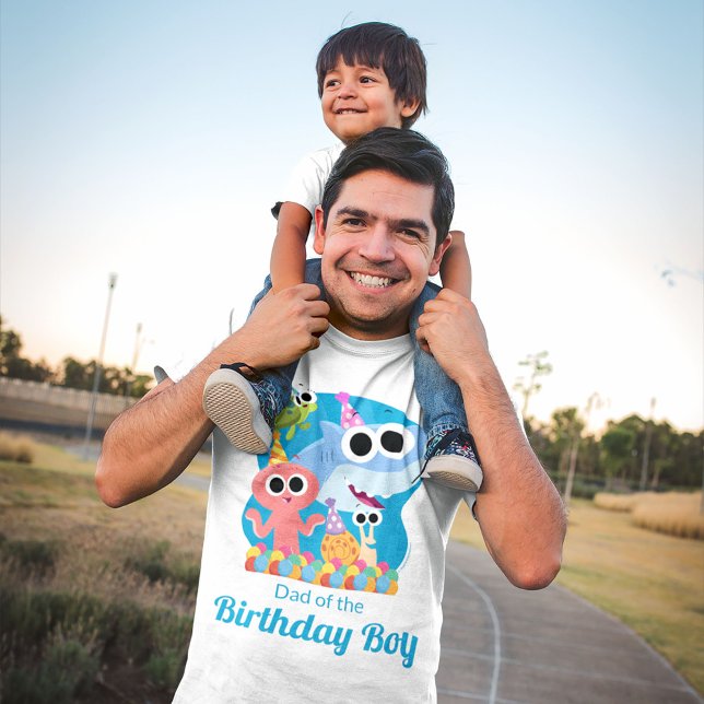 Super Simple | Finny the Shark Confetti Birthday Tri-Blend Shirt (Person wearing t-shirt)