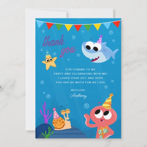 Super Simple  Finny the Shark Ocean Birthday Thank You Card