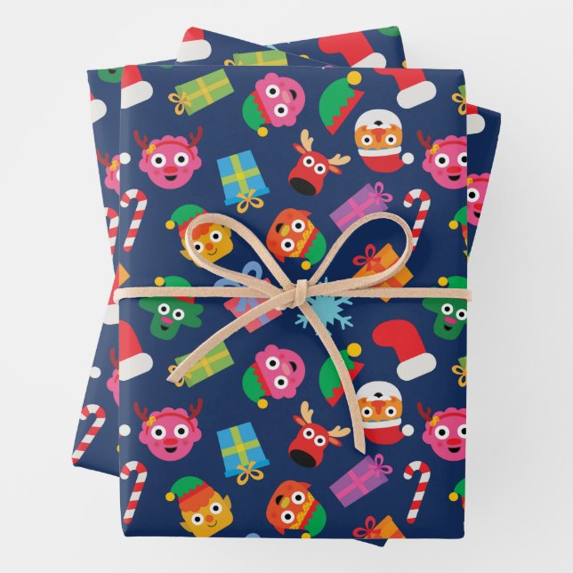 Super Simple Noodle and Pals Holiday Wrapping Paper Sheets (In situ)