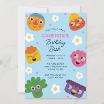 Super Simple | Noodle & Pals Blue Floral Birthday Invitation