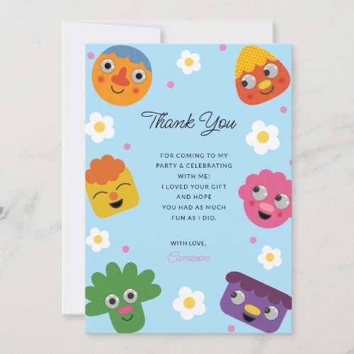 Super Simple  Noodle  Pals Blue Floral Birthday Thank You Card